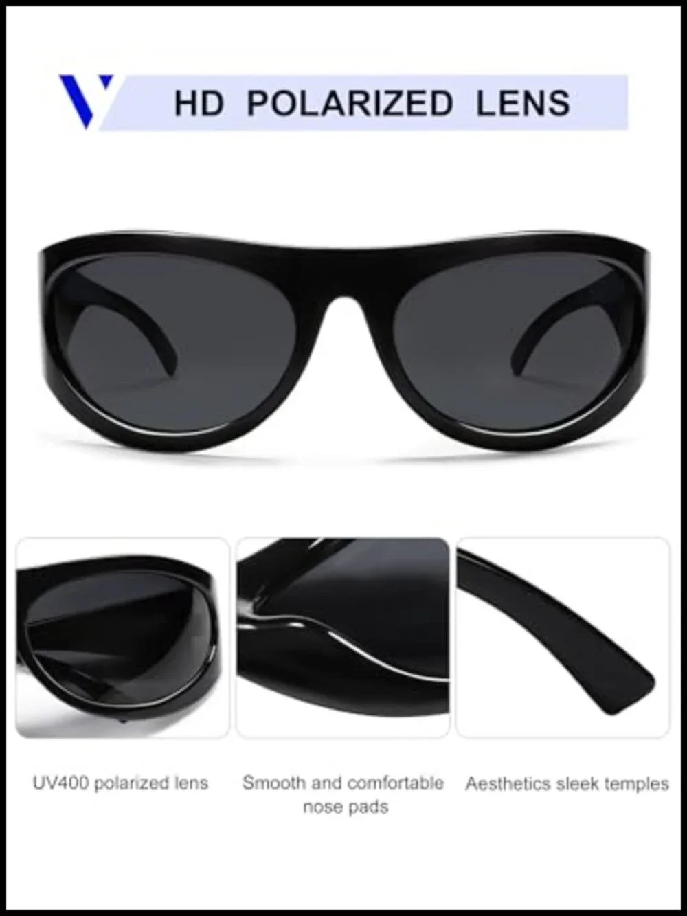 Polarized Wrap Around Sunglasses for Women Men Sporty Oversized Shield Frame